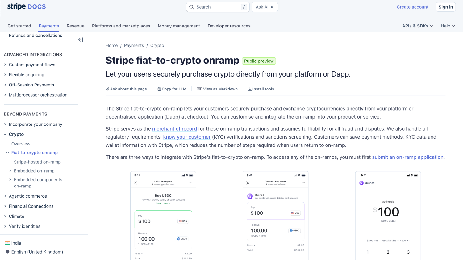 tripe Crypto On Ramp