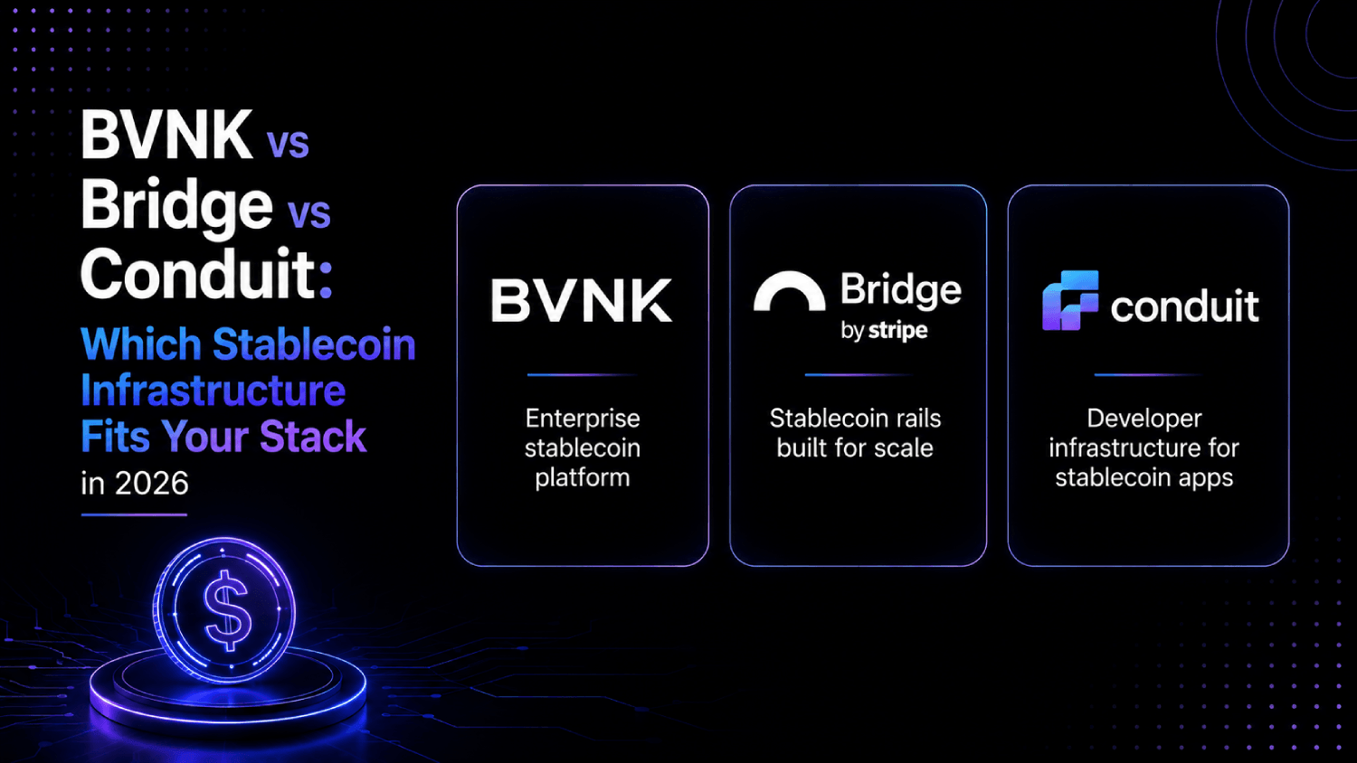 BVNK vs Bridge vs Conduit Which Stablecoin Infrastructure Fits Your Stack in 2026