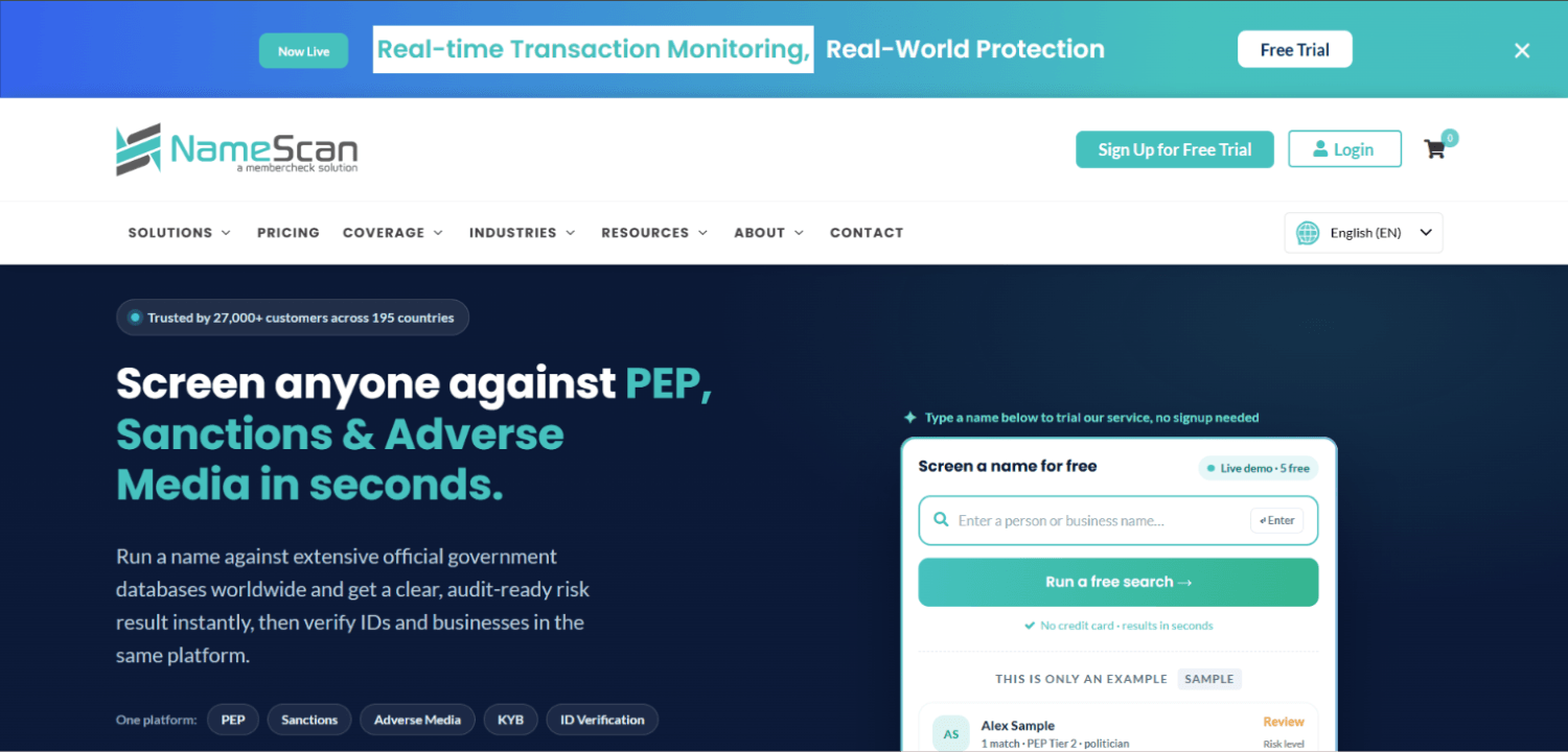 Best Adverse Media & PEP Screening Tools for Fintech Compliance 7 NameScan