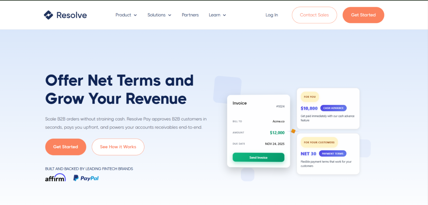 Best Net-Terms & Trade-Credit APIs for B2B SaaS Checkout 2 Resolve