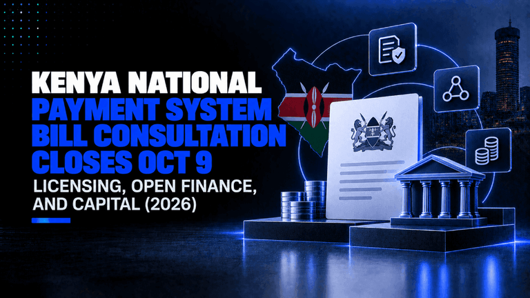 Kenya National Payment System Bill Consultation Closes Oct 9 Licensing Open Finance and Capital 2026